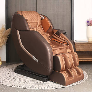 Brown Faux Leather Heated Zero Gravity Massage Chairs with