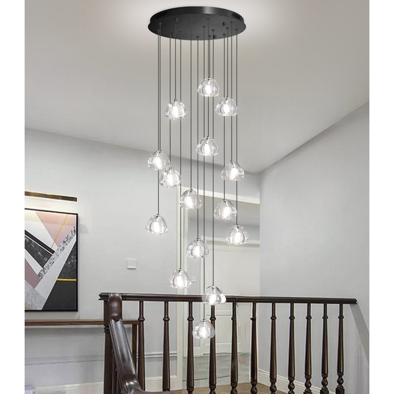 15-light Dimmable Crystal Chandelier, Matte Black