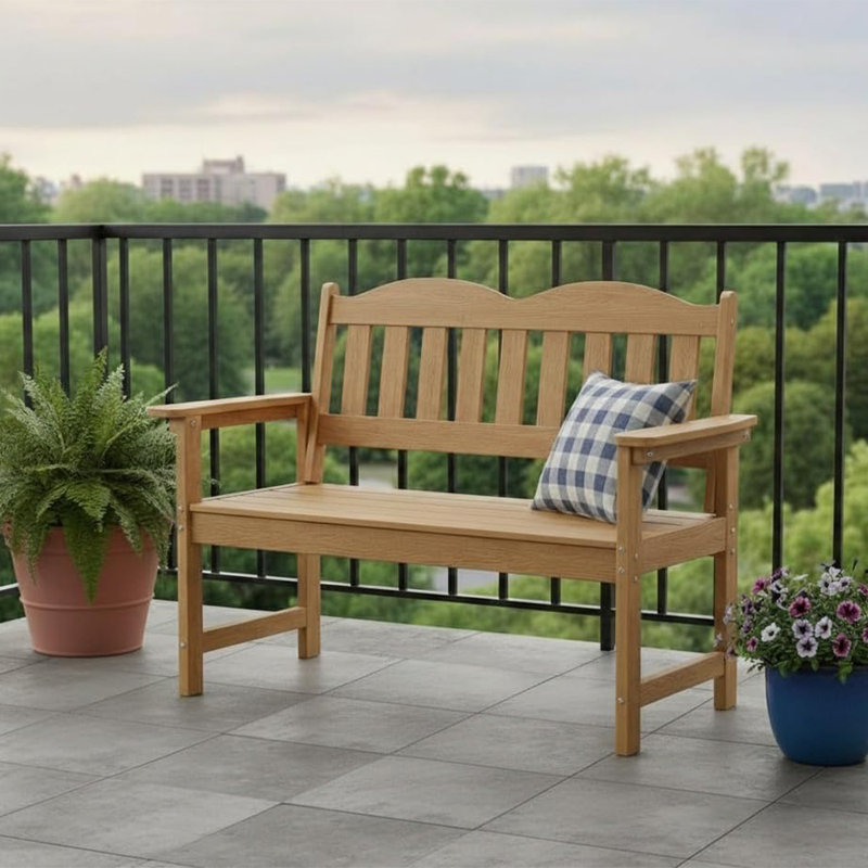 Causeuse de patio à lattes en bois d'acacia pour 2 personnes pour terrasse ou parc, Tanné