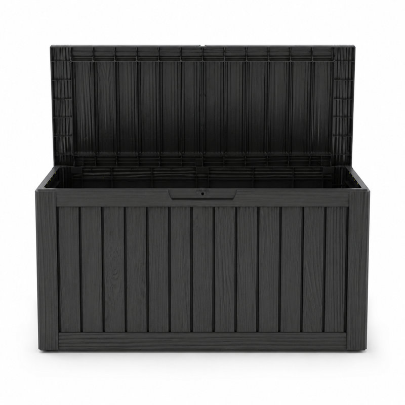 95 Gal Rolling Deck Box,Lockable Resin Storage with Wheels & Handles