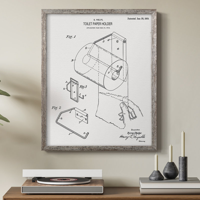 Papier hygiénique, brevet II, reproduction encadrée - bois massif, H 30 po x l 24 po