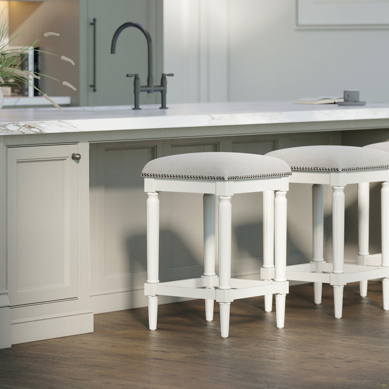 27"H Square Counter Stool, White, 1PC
