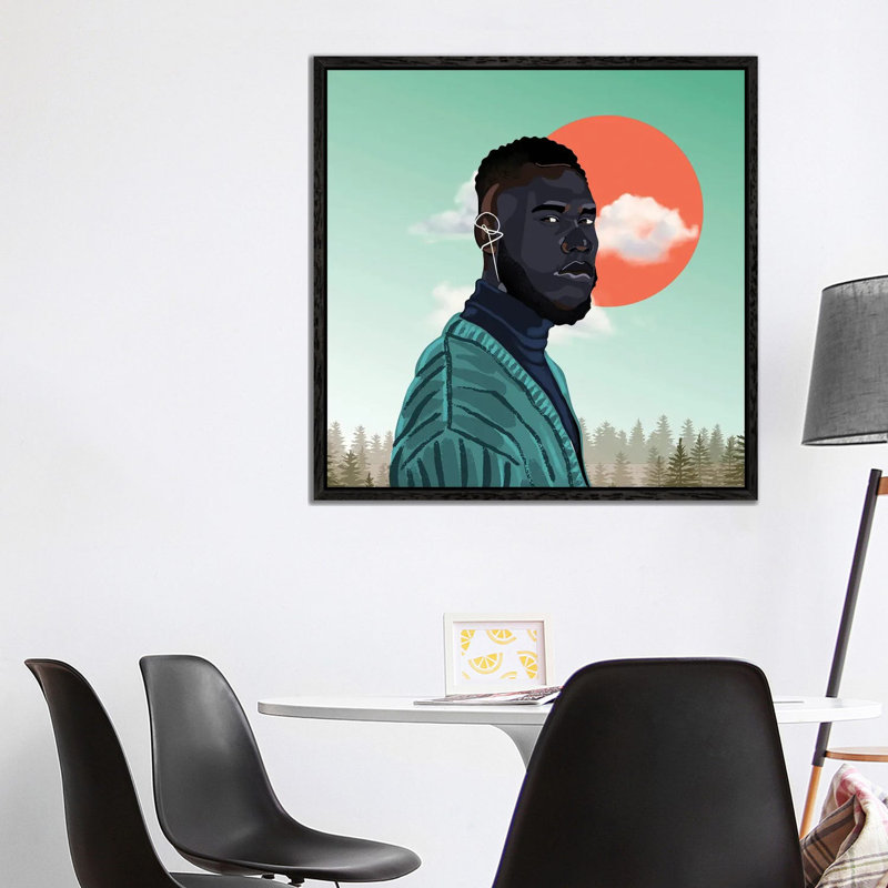 James - Print on Canvas, 93.98 cm H x 93.98 cm W, Black Framed