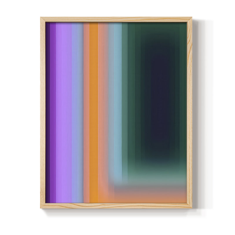 «Glitch Sequence I», reproduction encadrée - bois massif, Naturel, H 30 po x l 24 po