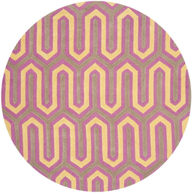 Tapis géométrique en laine touffeté à la main Deedgra, Rond 6 pi