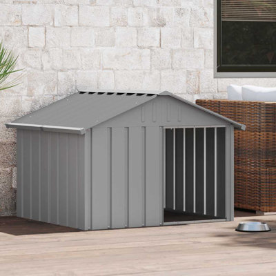 vidaXL Dog House Grey 45.9"x40.6"x32.3" Galvanized Steel