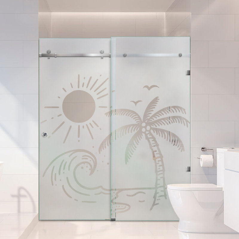 Portes de douche coulissantes en verre l 62 po x H 80 po, Gauche, Semi-privé