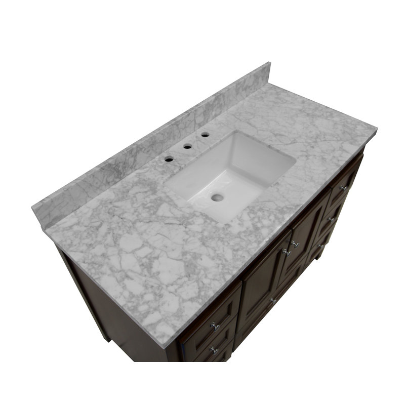 Fresno 48'' Chocolate Wood Single Bathroom Vanity with Carrara Marble Top