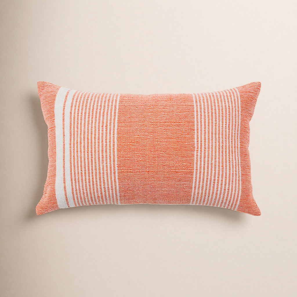 Aelin Pillow Cover, Orange/Light Gray, Polyester/Polyfill
