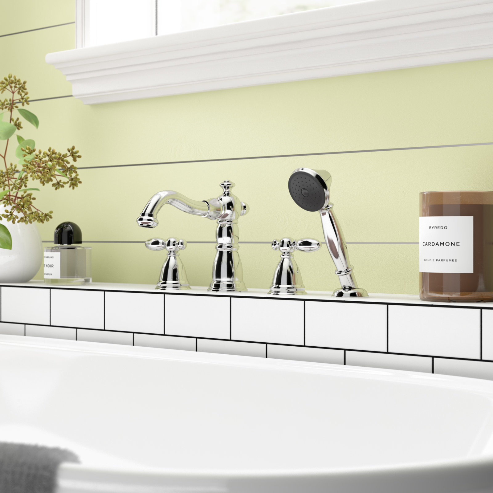 Victorian Deck Tub Filler with Handshower, Chrome