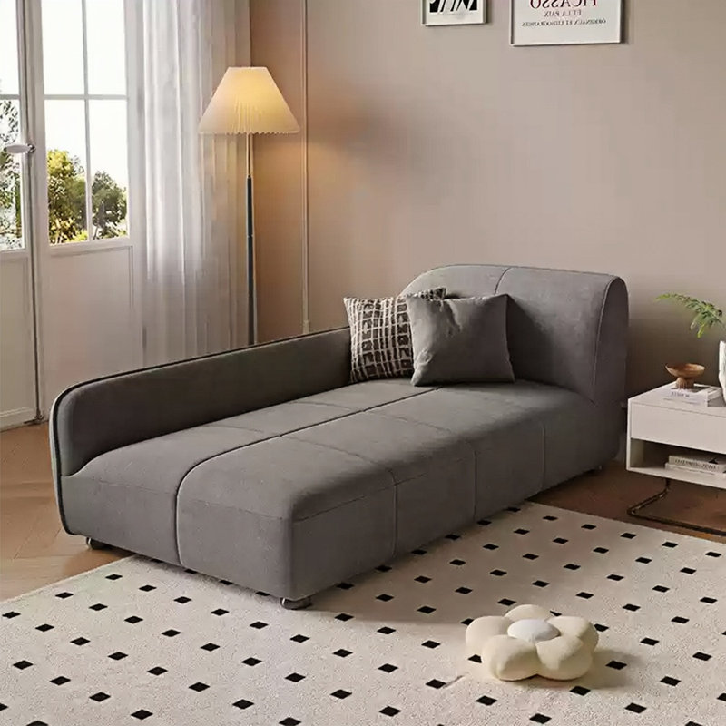 Méridienne moderne et simple en bois massif, Gris anthracite, Accoudoir à droite (vu de face)