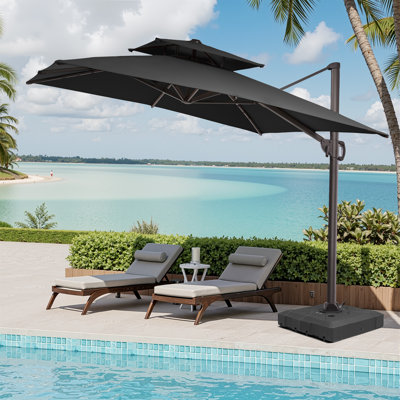 128'' X 104'' Aluminum Rectangular Cantilever Umbrella with Weighted Base