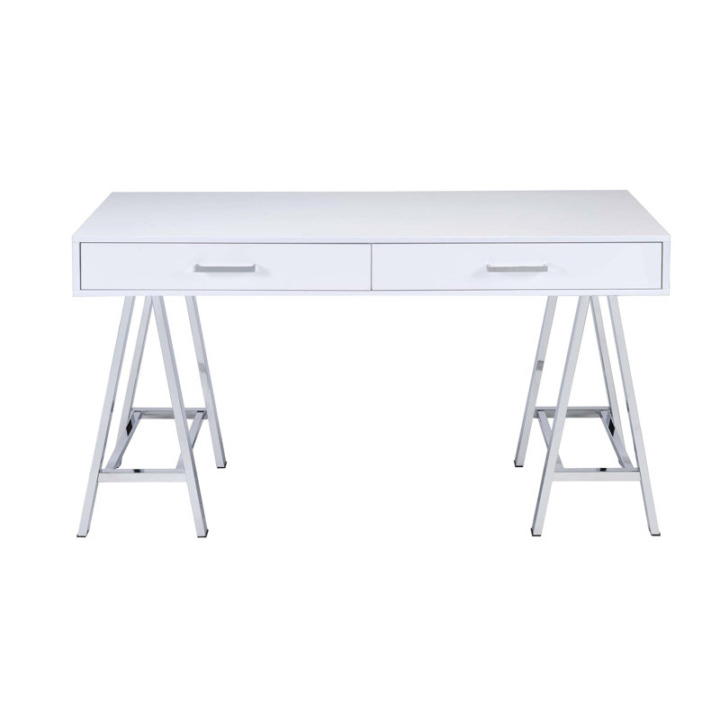 Bureau d'écriture Coleen, Blanc / argenté