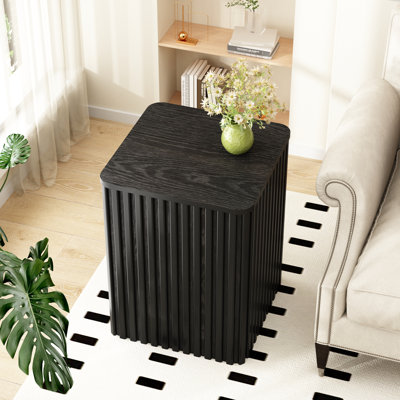 20.5''Tall Pedestal Fluted End Table with Storage 10min Quick Assembly