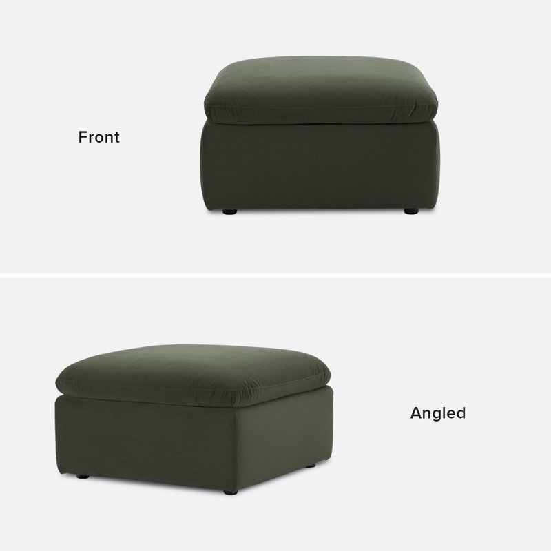 Ottoman Module With Fully Removable Washable Covers, Green