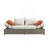 Beige Fabric & Gray All-Weather Wicker Patio Sofa & Ottoman With 2 Toss Pillows