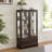 Lighted Glass Curio Cabinet with Adjustable Shelves - Elegant 2-Door Display Cabinet & Built-in Drawer, Includes Bulb-1279608587