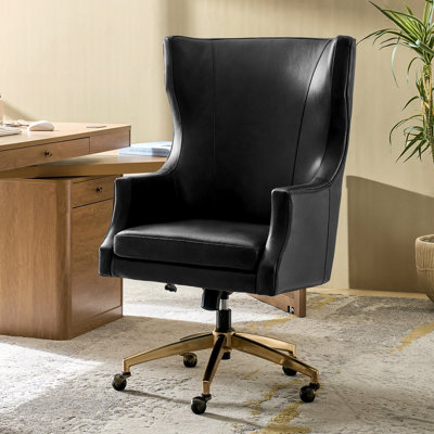 Fauteuil de direction pivotant en cuir véritable Heeg
