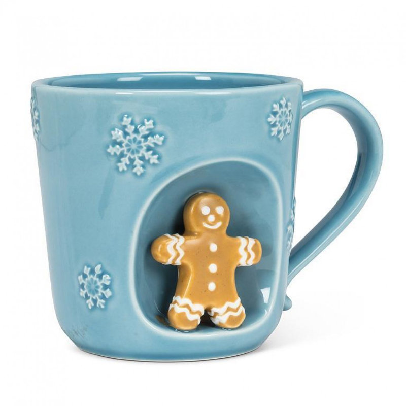 Tasse de flocon de neige avec bonhomme en pain d'épices
