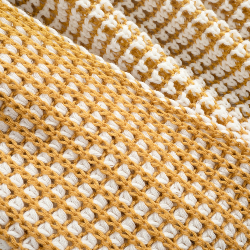 Jeté tricoté chic et doux Keil, Jaune