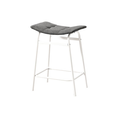 De 2 comptoirs en tissu gris et métal blanc pour cuisine moderne, style selle sans dossier, élégant et confortable, 18 po L 13,13 P 24,5 H, 200 lb chacune avec sièges contemporains, confortable