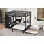 Grand lit superposé simple avec garde-robe intégré, lit superposé en métal avec lit gigogne, bureau pliable, échelles, conception à réduction de bruit, noir-147478046