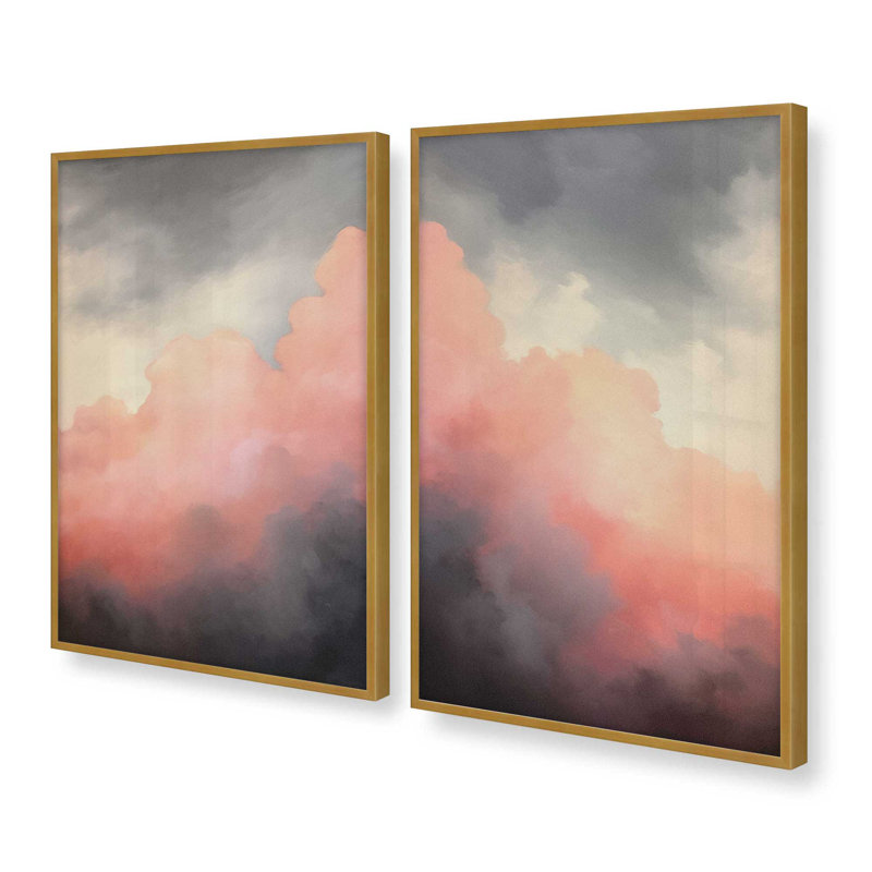 "Rosy Twilight" par Golden Glow Interiors 2 - Pièces sur papier, H 15,25 po x l 12,25 po, Or poli