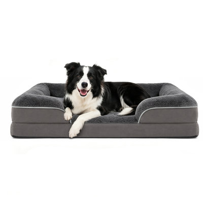 Orthopedic Memory Foam Dog Sofa Bed with Supportive Bolster, Removable Washable Cover & Joint Support