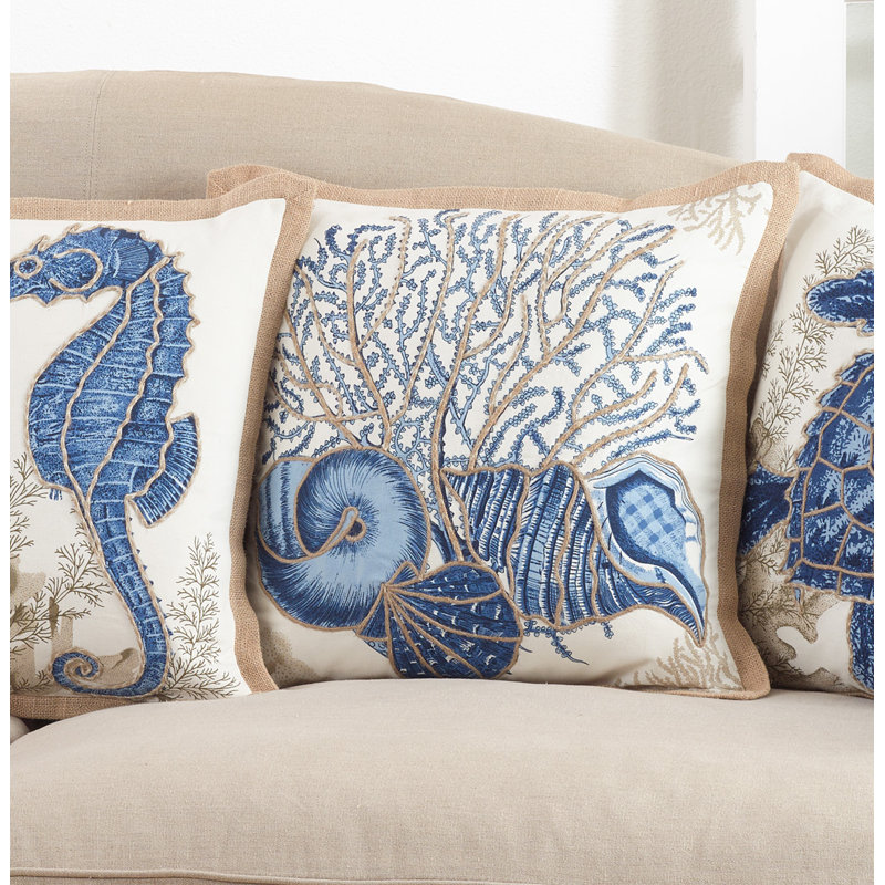 Neptunian Seashells Cotton Throw Pillow