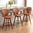 Colliers 360° Swivel Bar Stools With Bamboo Legs (Set Of 3)