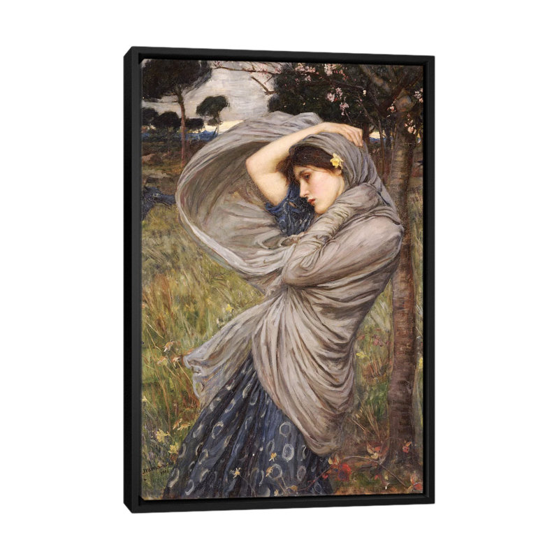 «Boreas, 1903» par John William Waterhouse - reproduction imprimée, H 26 po x l 18 po x P 1,5 po, Toile avec cadre noir