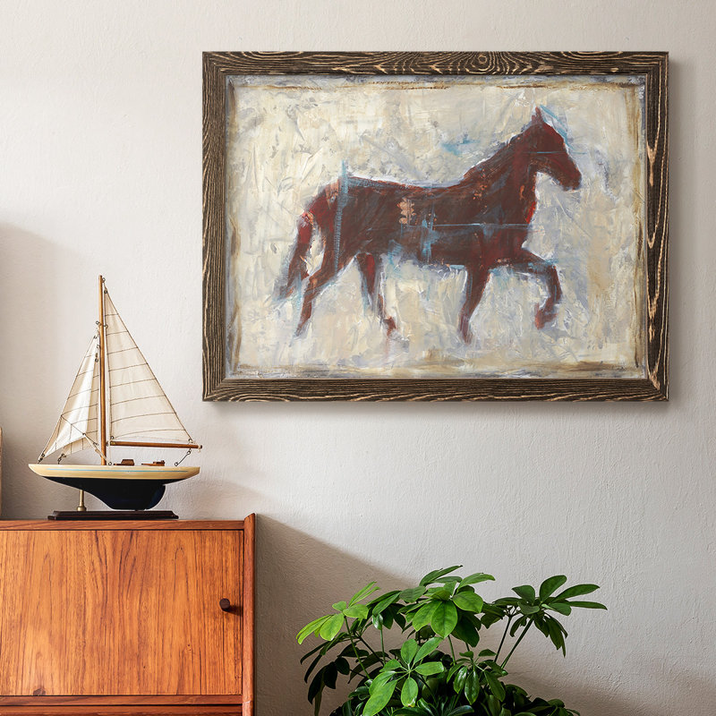 Iron Equine II, peinture sur toile encadrée, H 22 po x l 32 po x P 1,5 po, Noyer