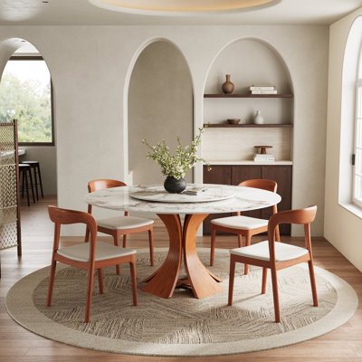 Ensemble de table de salle à manger en pierre frittée 5/7 pièces Mid-Century