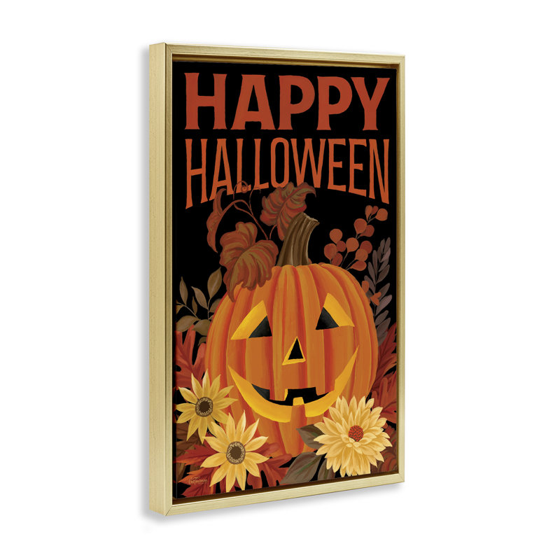 Cadre flottant Happy Halloween, H 25 po x l 17 po, Cadre flottant métallique doré