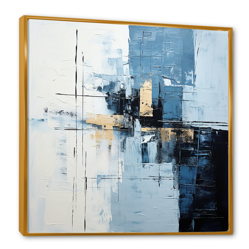 Minimalisme, harmonie scandinave, art III, H 36 po x l 36 po x P 1,5 po, Cadre flottant doré