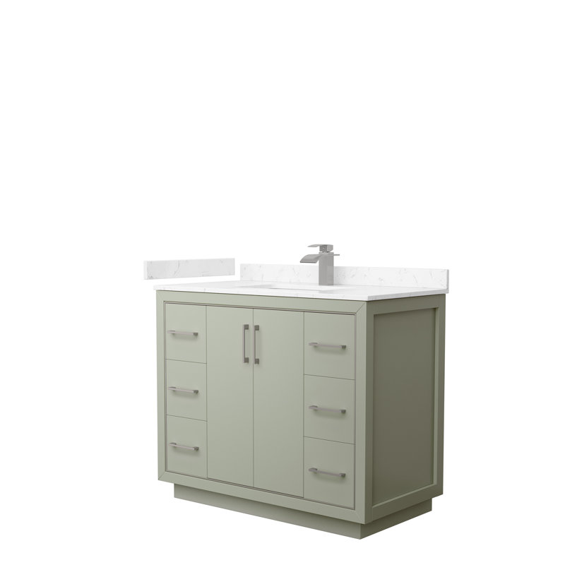 Icon 42'' W Single Vanity, Carrara, Dark Blue, Brushed Nickel
