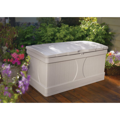 Boîte de rangement verrouillable en résine résistante à l'eau 99 gallons Suncast