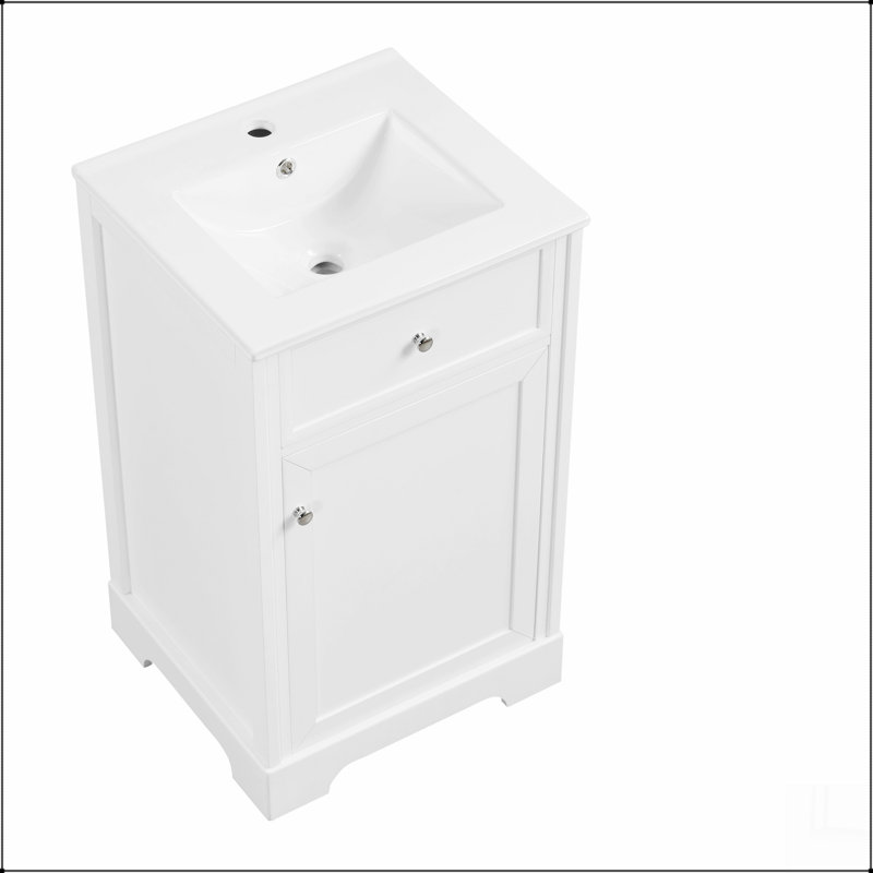 20" Bathroom Vanity with Soft Closing Door, White