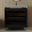 Modern Free-Standing Bathroom Vanity with Ceramic Vessel Sink & Durable Sintered Stone Top-130629254-130629255