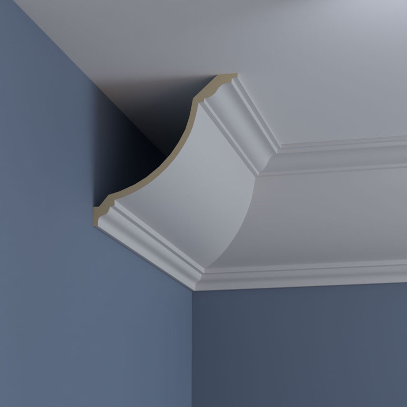 Primed Geometric Urethane Crown Moulding Sample, 12-inch