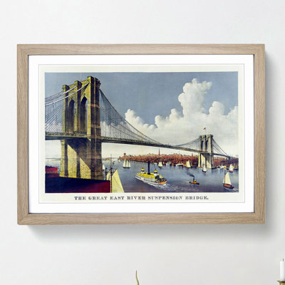 Illustration of Brooklyn Bridge - Picture Frame Painting Print