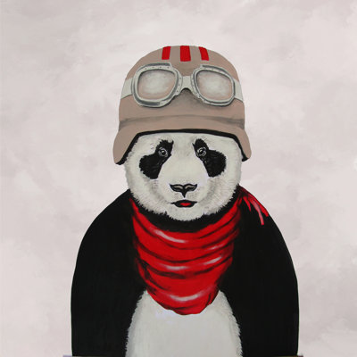 Panda Pilot - peinture sur toile tendue