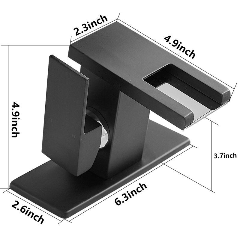 Topcraft  Single Handle Single Hole Bathroom Sink Faucet with Base Plate, Matte Black