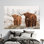 Impression sur toile Highland Cow: Scottish Farmhouse Decor, 1P GoldFramedCanves