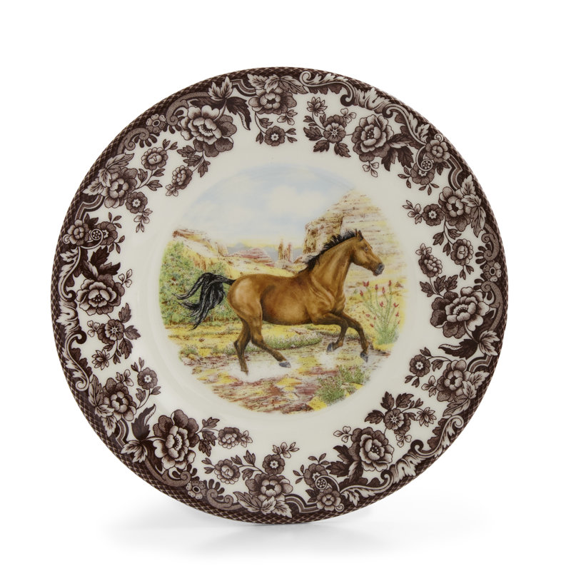 Spode Woodland Horses Salad Plate  8" Quarter Horse