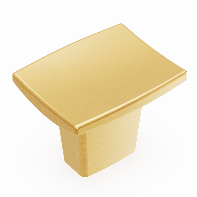 Channel Collection Rectangular Knob - 1-1/4" x 1 " Cabinet Knob Brushed Golden Brass - Contemporary Hardware for Drawers & Cabinets