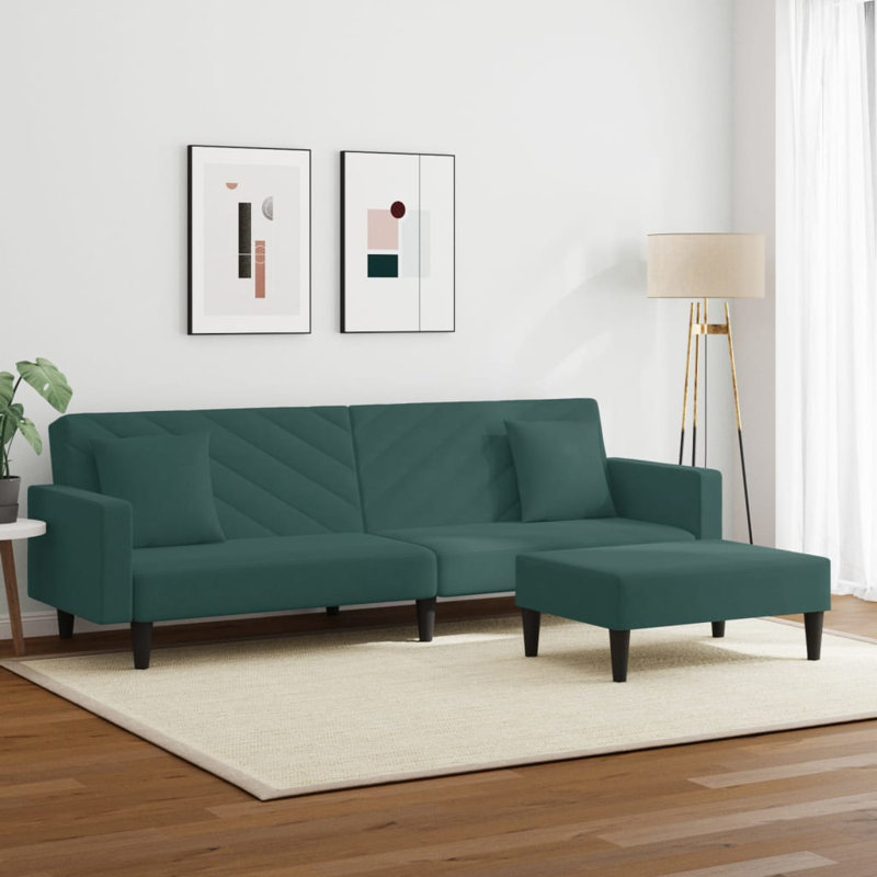 Eugeni 86.6'' Velvet Sofa, Dark Green Velvet