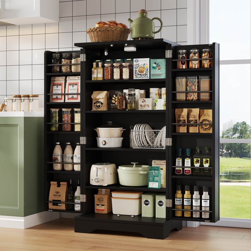 120cm Kitchen Pantry, Black