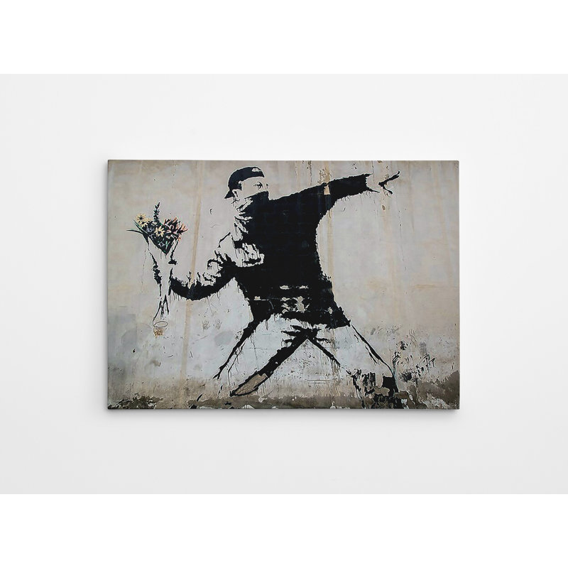 Superbe peinture décorative sur toile Banksy, 19,7 po x 27,6 po | 100% toile, cadre en bois | Impression numérique pour décoration intérieure moderne, unique et accrocheuse