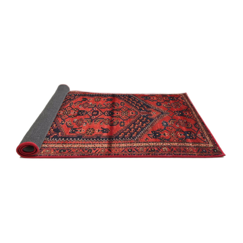 Tapis traditionnel rouge / brun / beige Kachinsky, Rond 6 pi